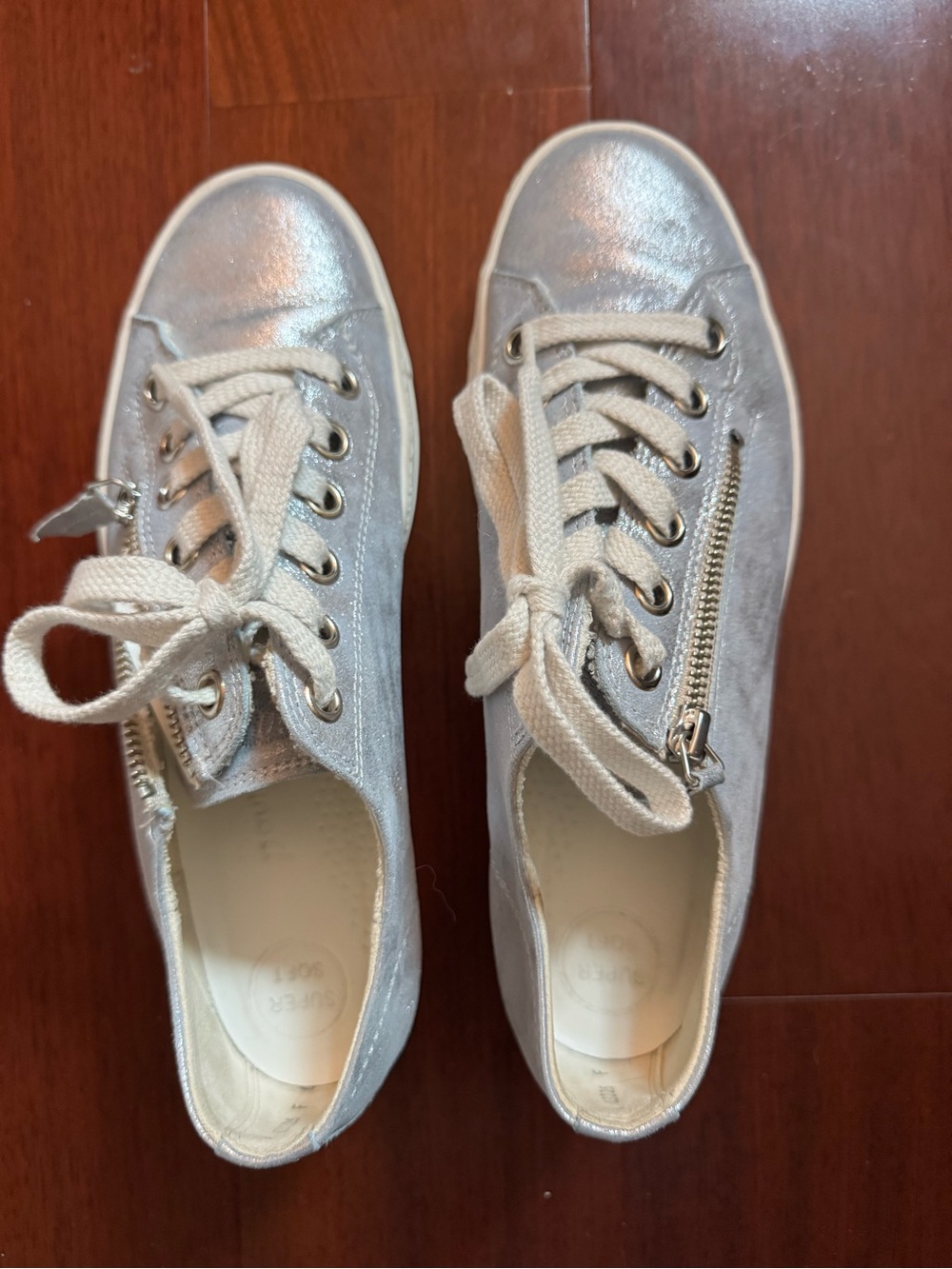 Paul Green Shoes lace up and zipper. Baby blue sparking. US 9, 6 UK or 39 Europe